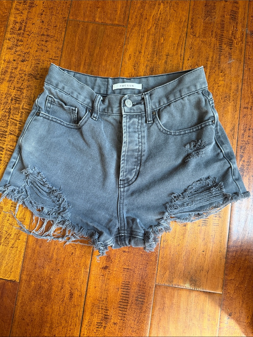 PacSun Women's Distressed Gray Denim Jean Shorts